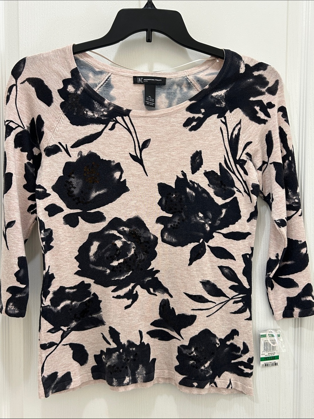 INC International Concepts Pink Floral Scoop Neck Top